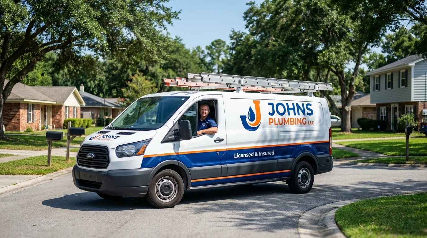 Johns Plumbing LLC service van in Rockdale, TX