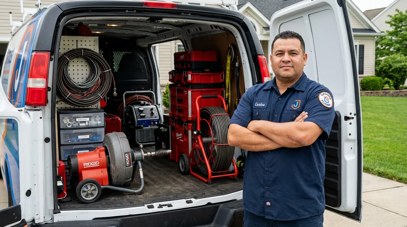 Professional drain cleaning equipment and Johns Plumbing LLC plumber in Rockdale