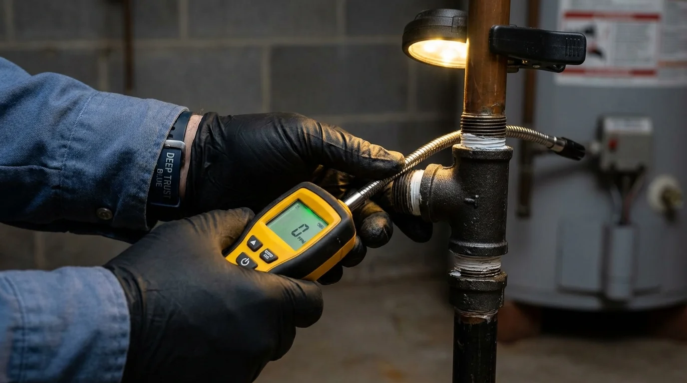Gas leak detection with electronic sniffer by Johns Plumbing LLC in Rockdale