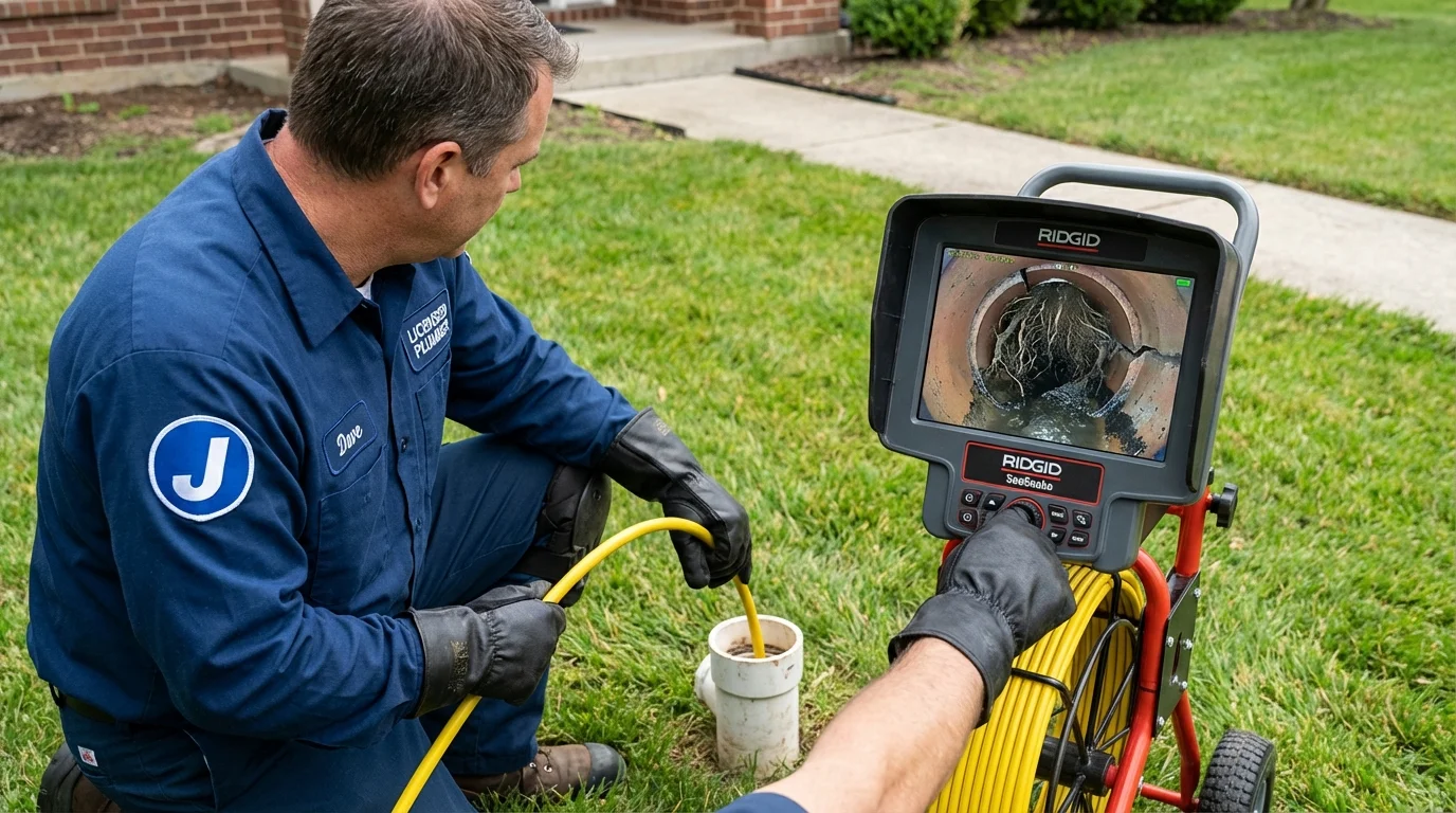 Sewer camera inspection being performed by Johns Plumbing LLC in Rockdale