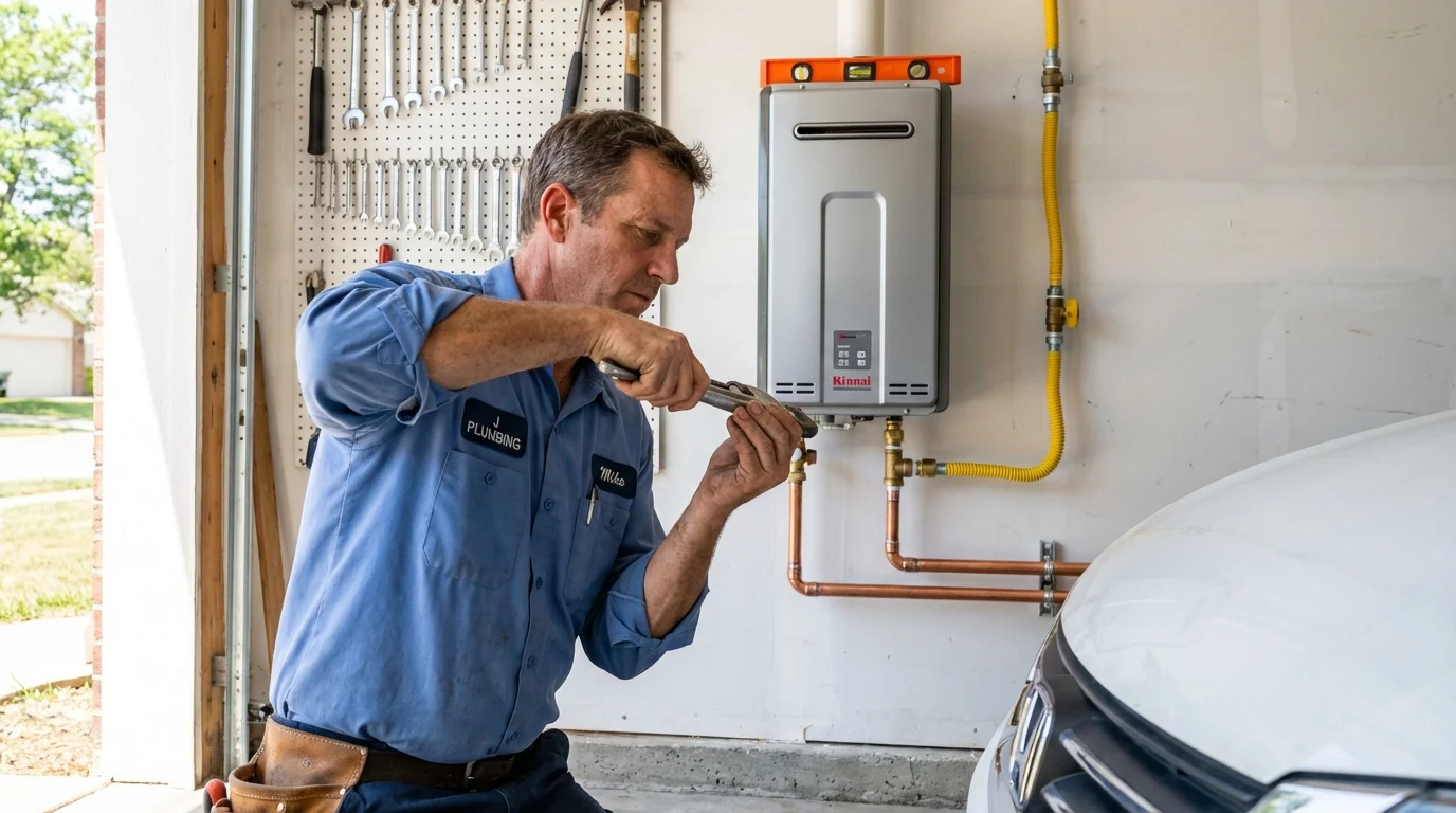 Tankless water heater installation by a Johns Plumbing LLC plumber in Rockdale